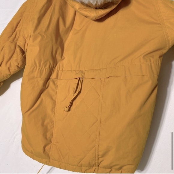 Vintage 90s Elements Mustard Yellow Coat With Removable Hood M - Picture 13 of 16